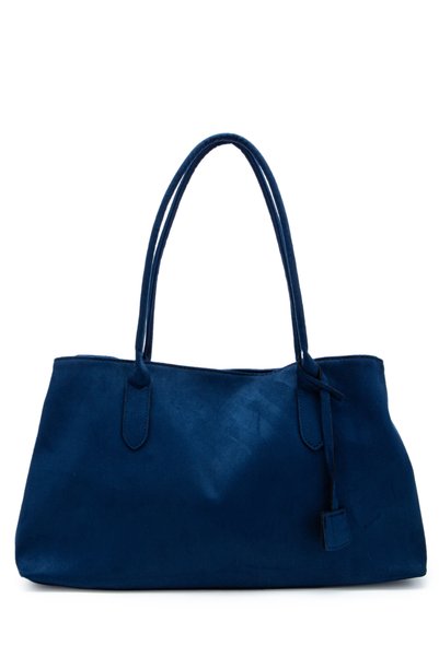 Suede Magnetic Closure Diaz Handbag Navy Blue