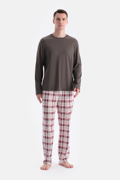 Smoked Long Sleeve Plaid T-Shirt Pants Set