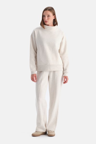 Ecru Melange Travel Three Thread Ribbed Pants