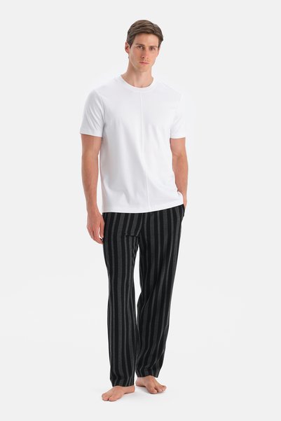Black Patterned Knitted Trousers