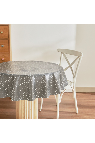 Luna Polka Dot Pvc Tablecloth Anthracite