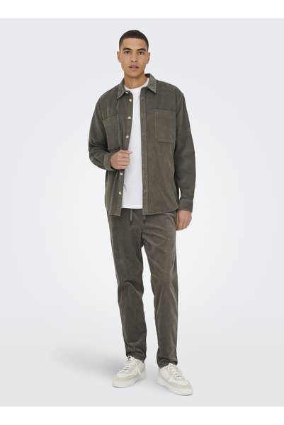 Normal Light Brown Men's Chino Pants Onslinus Tap Corduroy 0185 Pant Noo