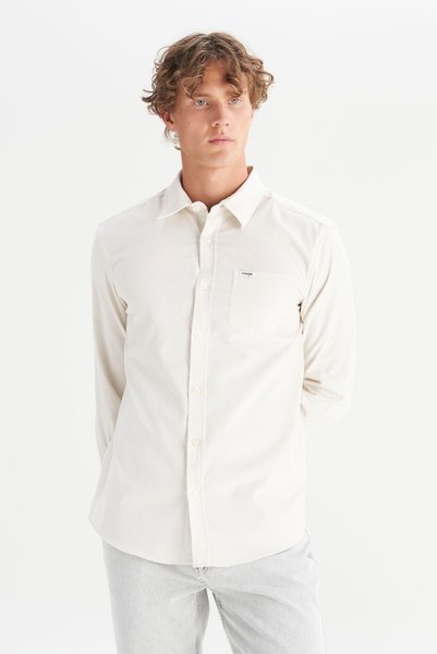 100% Cotton Regular Fit Classic Collar Velvet Shirt with Pockets