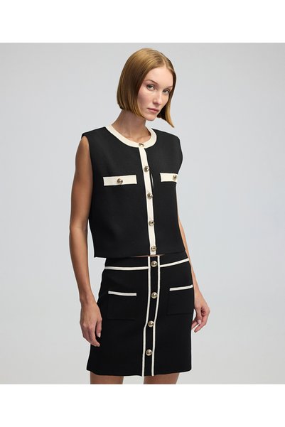 Metal Button Knitwear Skirt