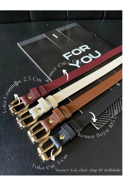 4-Piece Square Buckle Thin Women's Belt Waist Belt, Dress Belt, Skirt Belt, Trouser Belt