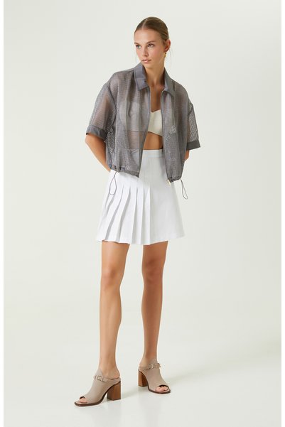 White Pleated Mini Skirt