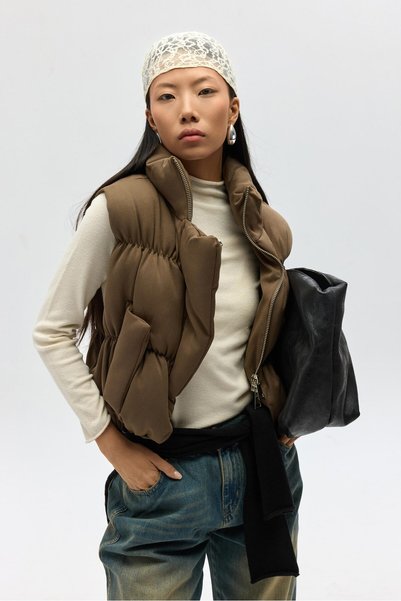 Laila Puffer Khaki Vest