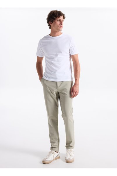 Elastic Waist Regular Leg Jogger Beige Men's Trousers GU25MFW01010
