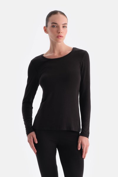 Black Women's Thermal Long Sleeve Top