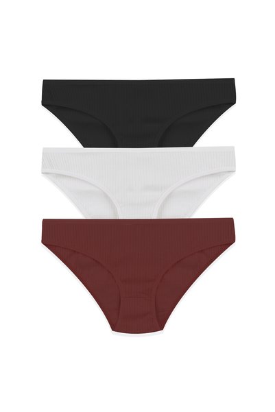 Women's 3-Piece Cotton Ribbed Panties