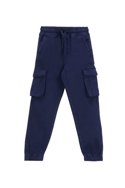 Elastic Waist Elastic Leg Navy Blue Boys' Trousers J5Wb-Pnt7852