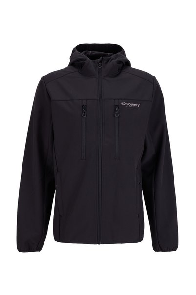 D5Wm-Mnt3722 Black Hooded Collar Relaxed Straight Men's Sweatshirt