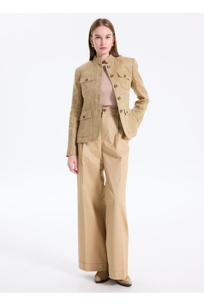 High Waist Standard Camel Women's Trousers 200970940