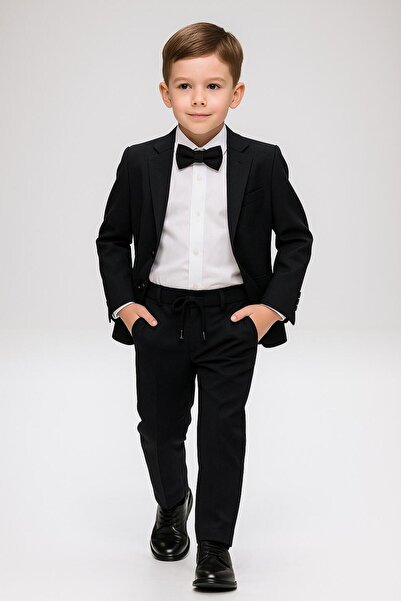 Детски костум ZR со сако / сако, панталони, кошула и пеперушка, тесен крој