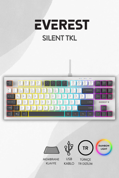 SILENT TKL тивка Q тастатура со виножито осветлување, мембранска гејмерска тастатура KB-98 TKL