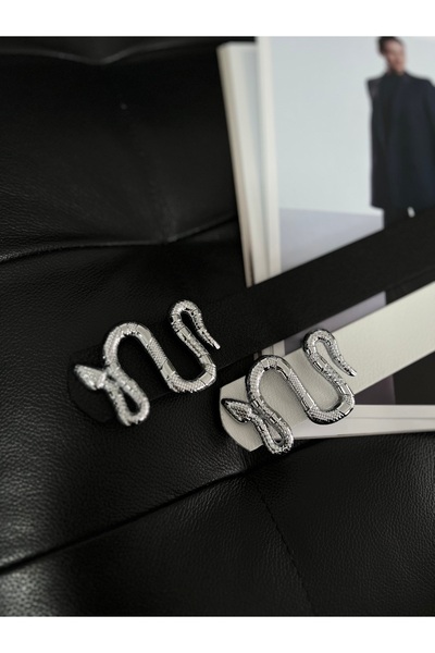 2-Piece Snake Buckle Women's Trouser Belt, Coat Belt, Dress Belt, Shirt Belt