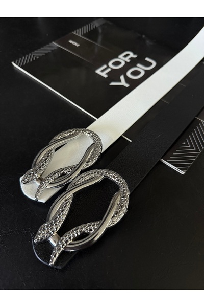 2-Piece Snake Silver Buckle Women's Trouser Belt, Coat Belt, Dress Belt, Shirt Belt