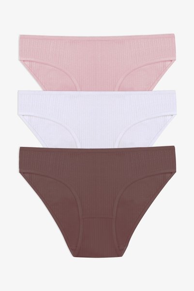Women's 3-Piece Cotton Ribbed Panties
