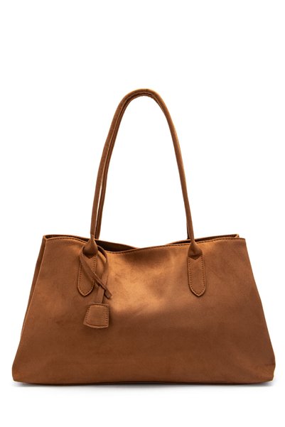 Suede Magnet Closure Diaz Handle Bag Brown