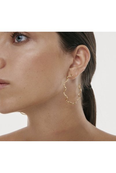 Women's Gold Zigzag Hoop Earrings
