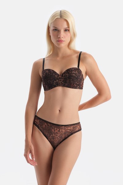 Brown Tulle Brief Panties