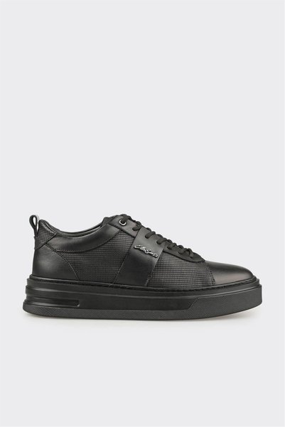 Black Leather Men's Casual Shoes