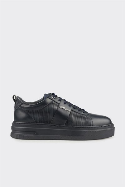 Navy Blue Leather Men's Casual Shoes