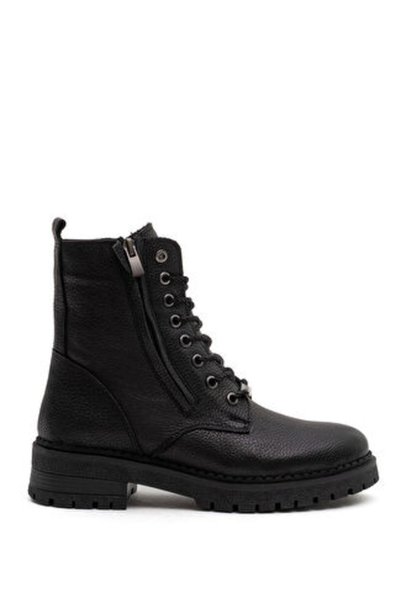Black Women's Leather Boots Bul-260835