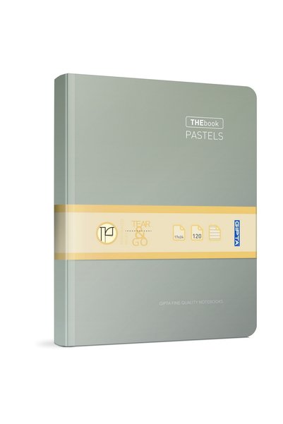 The Book Pastel 14x20 120 Sheets 4 Compartments Hard Cover Hardcover Notebook (3059) Checked Pastel Gray