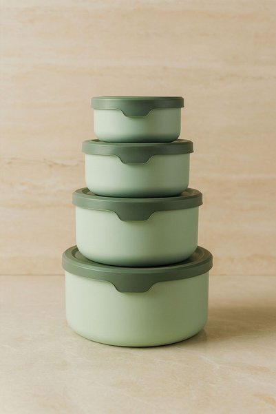 Set of 4 Round Storage Containers (0.45 ml - 0.8 ml - 1.5 L - 2.5 L) Microwave and Freezer Compatible