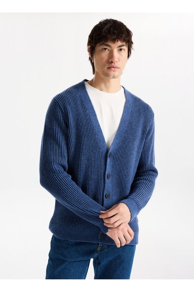 Ribbed Indigo Men's Cardigan M5Wm-Hrk1565