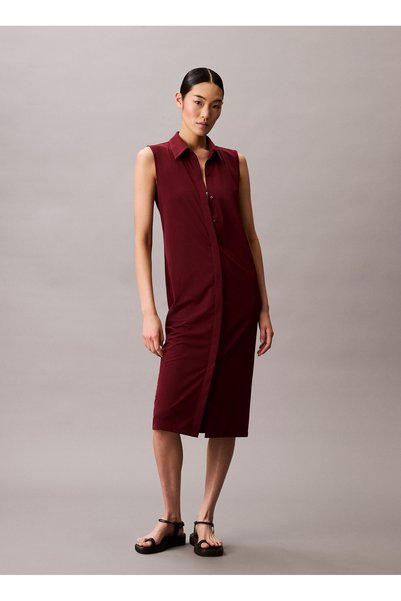 Shirt Collar Solid Red Short Women's Dress Lv044C224Gvlp