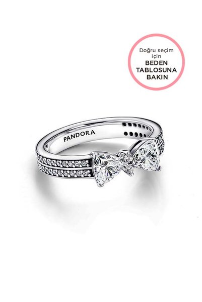 Sparkling Bow Double Row Ring