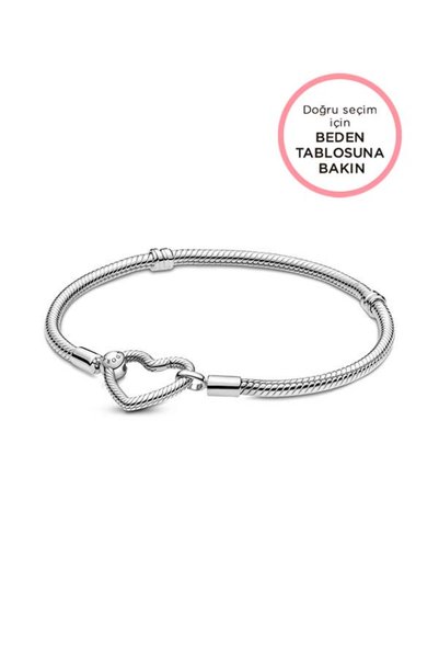 Moments Heart Interlocking Chain 925 Sterling Silver Bracelet Charm Compatible