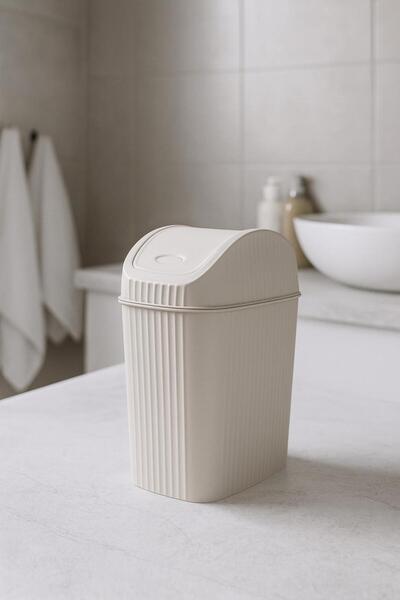 Double Lid Slim Trash Can Home Office Bathroom Kitchen Organizer Trash Bin