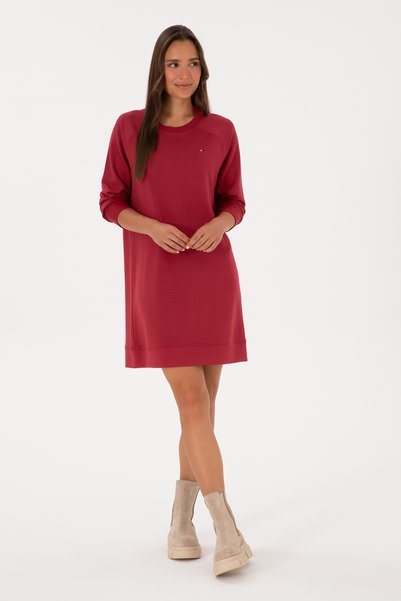 Women's Dark Raspberry Modal Blend Mini Length Crew Neck Knitted Dress 50313438-Vr104