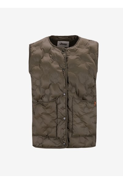 Khaki Women's Basic Quilted Puffer Vest J5Wl-Ylk7015