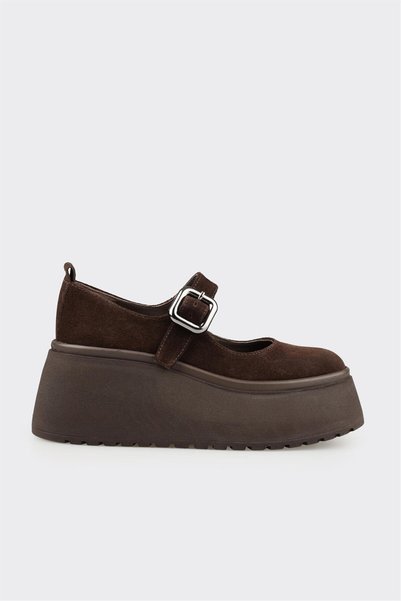 Brown Leather Women's Heeled Shoes