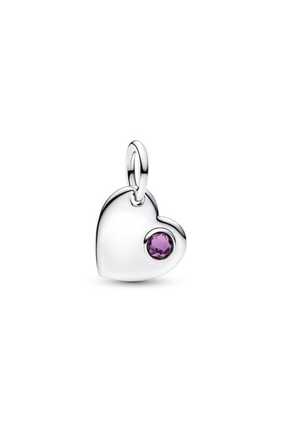 Can Be Engraved Heart Purple Stone Dangle Charm