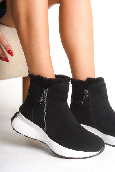 Nyloveth Women's Fur Lined Boots 0012162 Black Suede