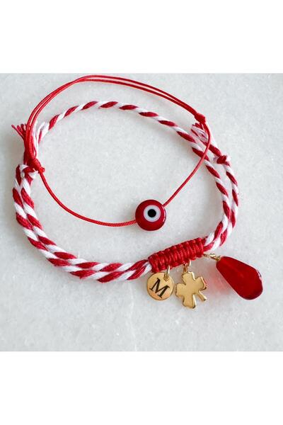 Martenitsa Murano Pomegranate-Clover-Letter Bracelet Set