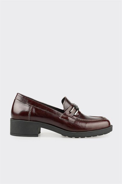 Brown Leather Women's Heeled Shoes