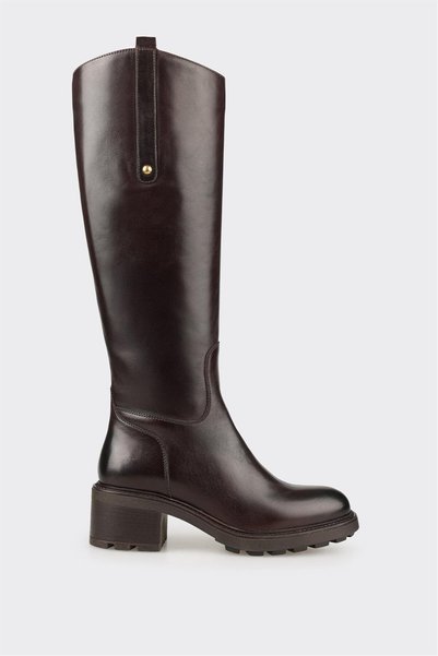 Brown Leather Women's Heeled Boots