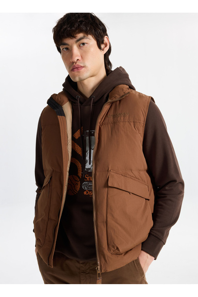 D5Wm-Ylk3970 Camel Relaxed Straight Men's Puffer Vest
