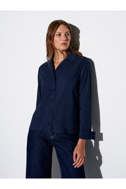 50523 Backless Shirt-Navy Blue
