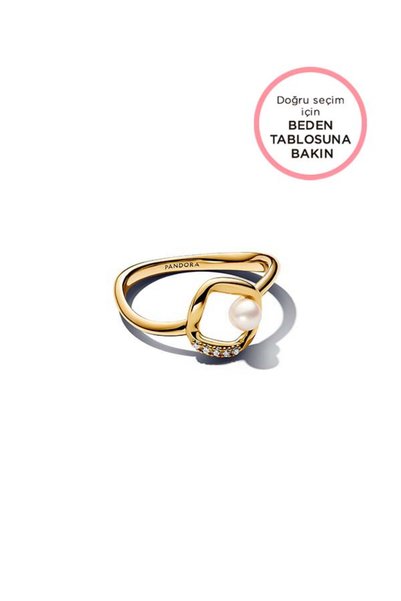 Natural Shaped Pavé Round & Machined Freshwater Cultured Pearl Ring
