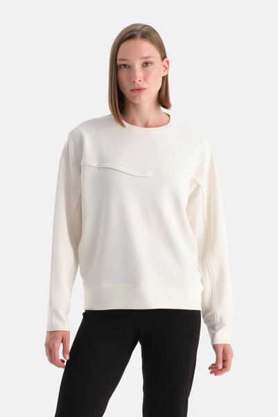 Ecru Women's Modal Piped Detail Sweatshirt
