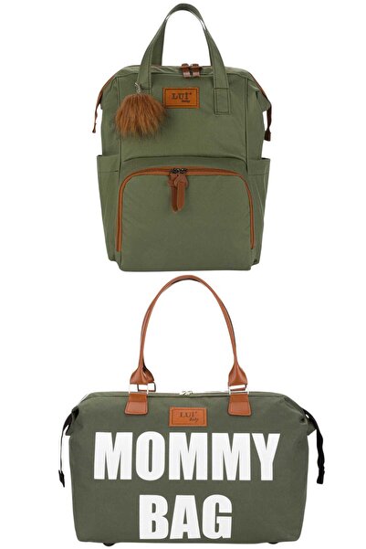 Ранец за мајки за нега на бебе со додаток за закачување и Mommy Bag торба за на рамо со приврзок, сет од 2 дела