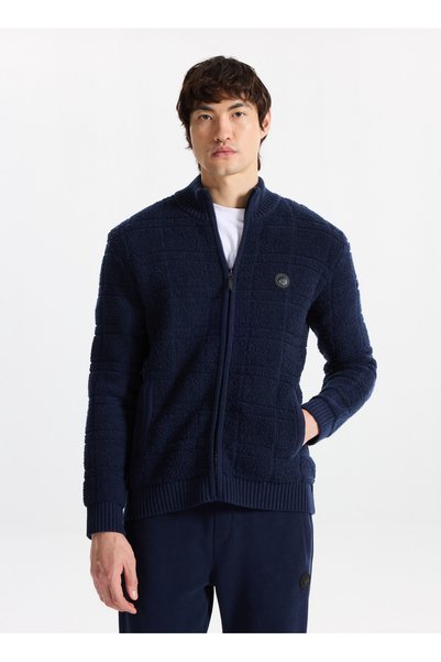 D5Wm-Hrk3766 Navy Blue Relaxed Straight Men's Cardigan