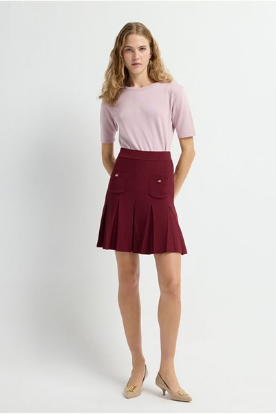 Pleated Detailed Knit Skirt